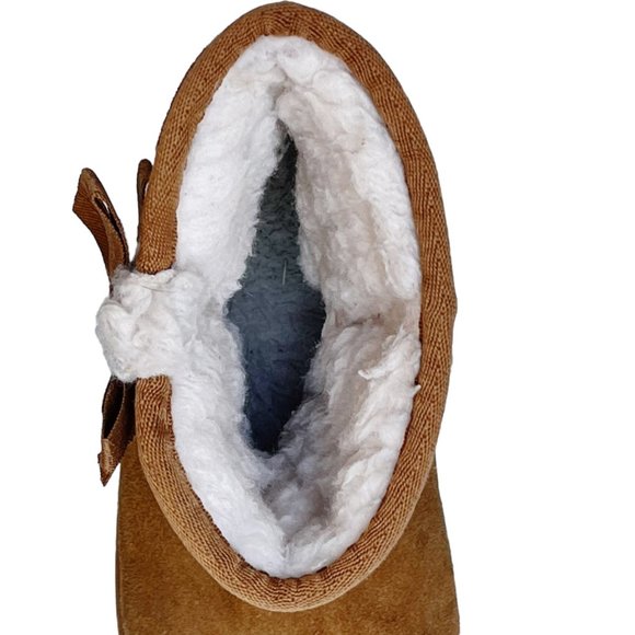 Kids' Koolabura Ugg Victoria Short Boot Chesnut Size 1 Suede Faux Sherpa Cognac - Picture 4 of 10